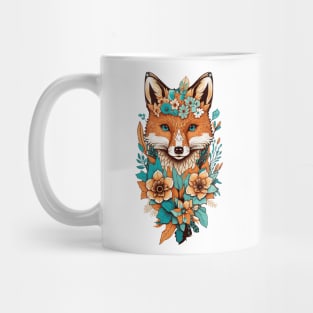 floral fox flowers abstract Mug